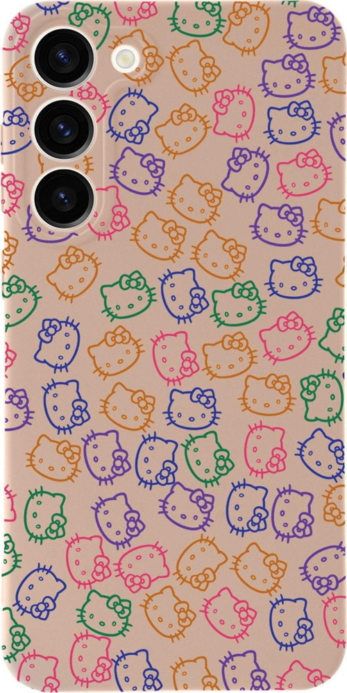 Samsung Galaxy S23 Uyumlu Lansman Kılıf Hello Kitty Tasarımlı Içi Kadife Kapak-Pudra