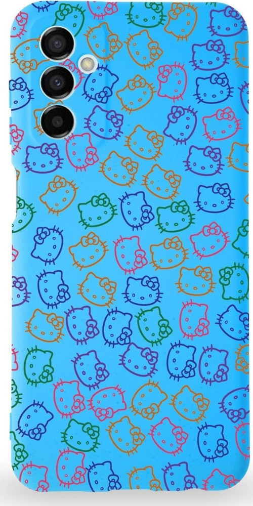 Samsung Galaxy M13 Uyumlu Lansman Kılıf Hello Kitty Tasarımlı Içi Kadife Kapak-Mavi