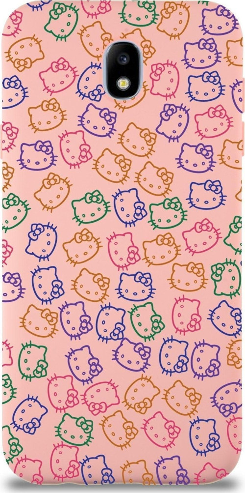 Samsung Galaxy J7 Pro Uyumlu Lansman Kılıf Hello Kitty Tasarımlı Içi Kadife Kapak-Pembe