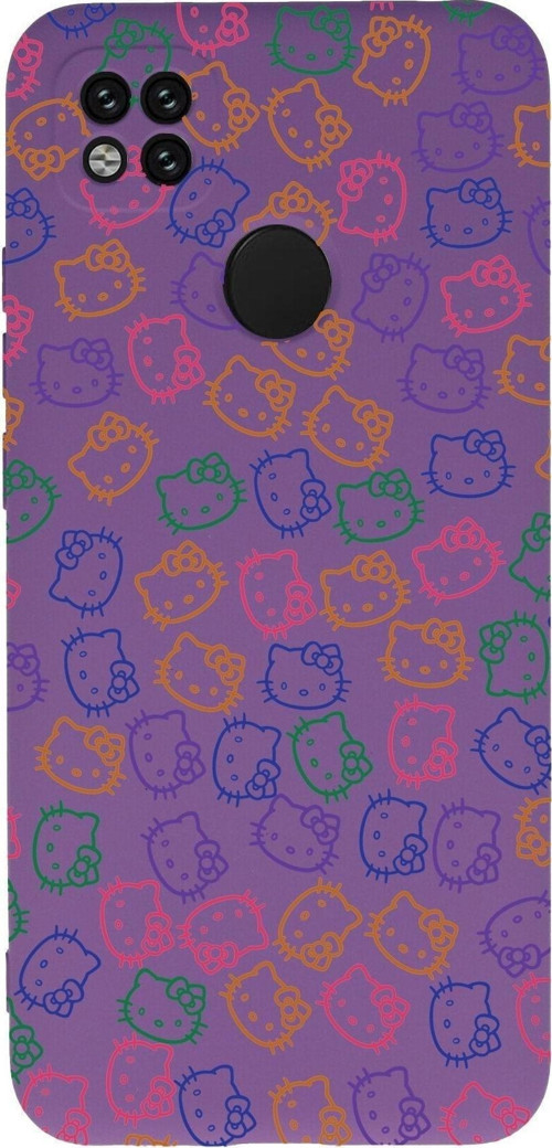 Xiaomi Redmi 10A Uyumlu Lansman Kılıf Hello Kitty Tasarımlı Içi Kadife Kapak-Mor