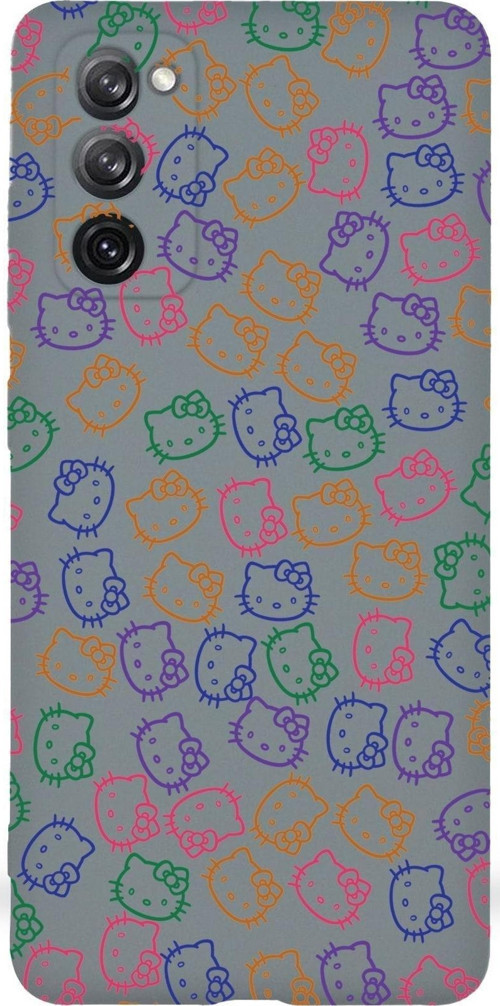 Samsung Galaxy S20 Fe Uyumlu Lansman Kılıf Hello Kitty Tasarımlı Içi Kadife Kapak-Gri