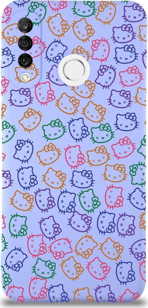 Huawei P 30 Lite Uyumlu Lansman Kılıf Hello Kitty Tasarımlı Içi Kadife Lila Kapak