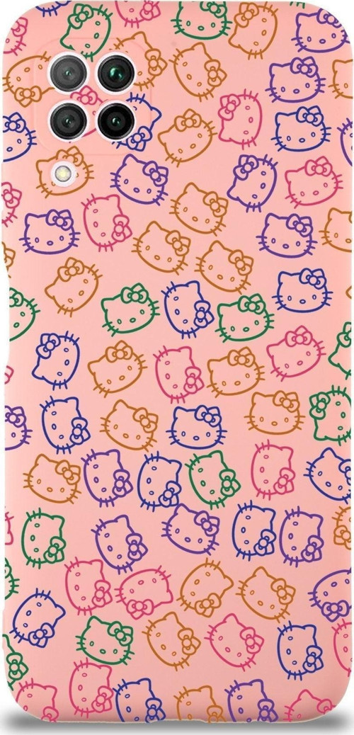Huawei P 40 Lite Uyumlu Lansman Kılıf Hello Kitty Tasarımlı Içi Kadife Kapak-Pembe