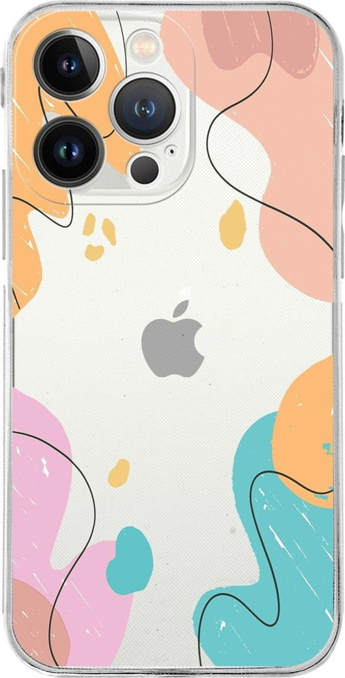 Apple Iphone 13 Pro Uyumlu Kamera Korumalı Kapak Karışık Renkler Tasarımlı Şeffaf Kılıf