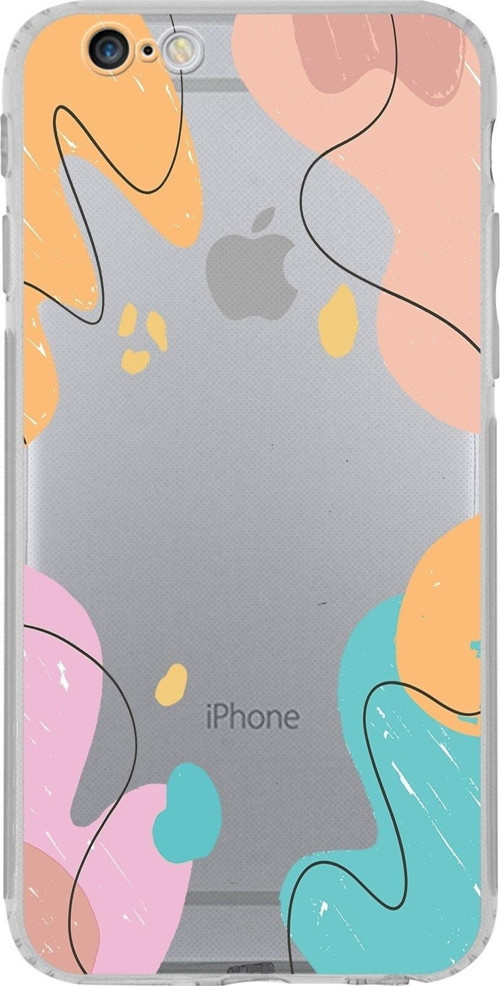 Apple Iphone 6S Uyumlu Kamera Korumalı Kapak Karışık Renkler Tasarımlı Şeffaf Kılıf
