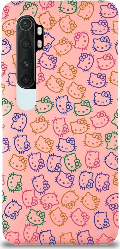 Xiaomi Mi Note 10 Lite Uyumlu Lansman Kılıf Hello Kitty Tasarımlı Içi Kadife Kapak-Pembe