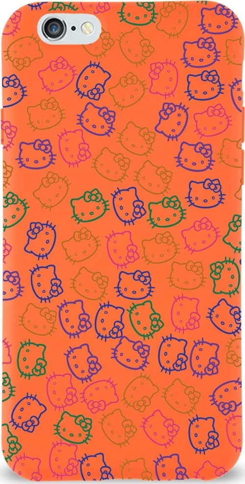 Apple Iphone 6 Plus Uyumlu Lansman Kılıf Hello Kitty Tasarımlı Içi Kadife Kapak-Turuncu