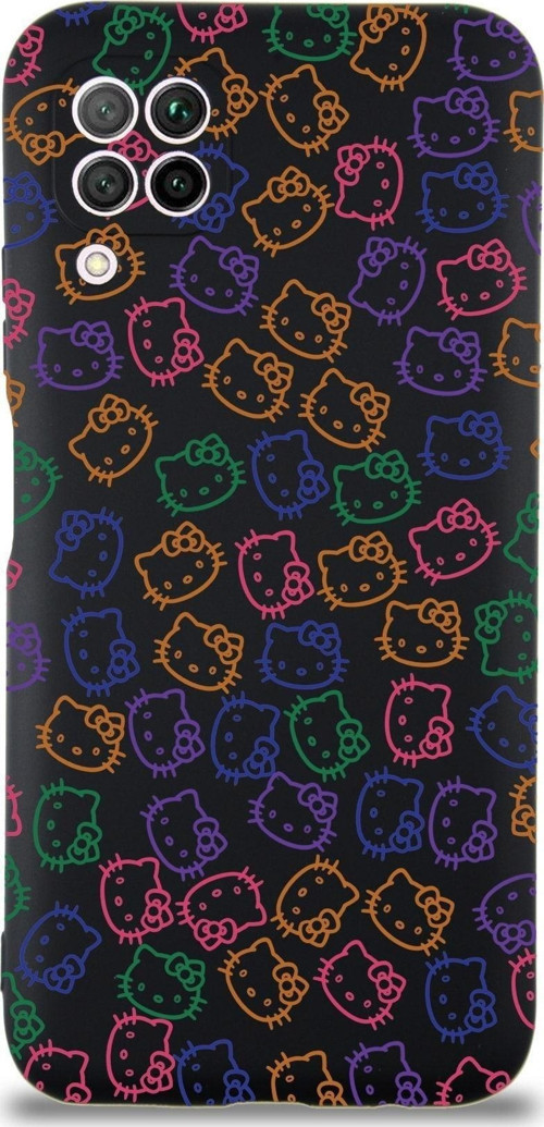 Huawei P 40 Lite Uyumlu Lansman Kılıf Hello Kitty Tasarımlı Içi Kadife Kapak-Siyah