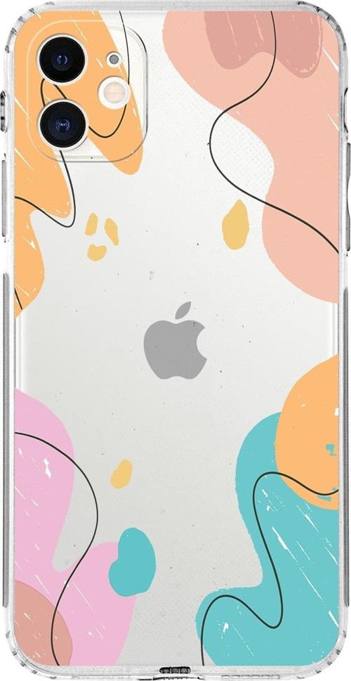 Apple Iphone 11 Uyumlu Kamera Korumalı Kapak Karışık Renkler Tasarımlı Şeffaf Kılıf