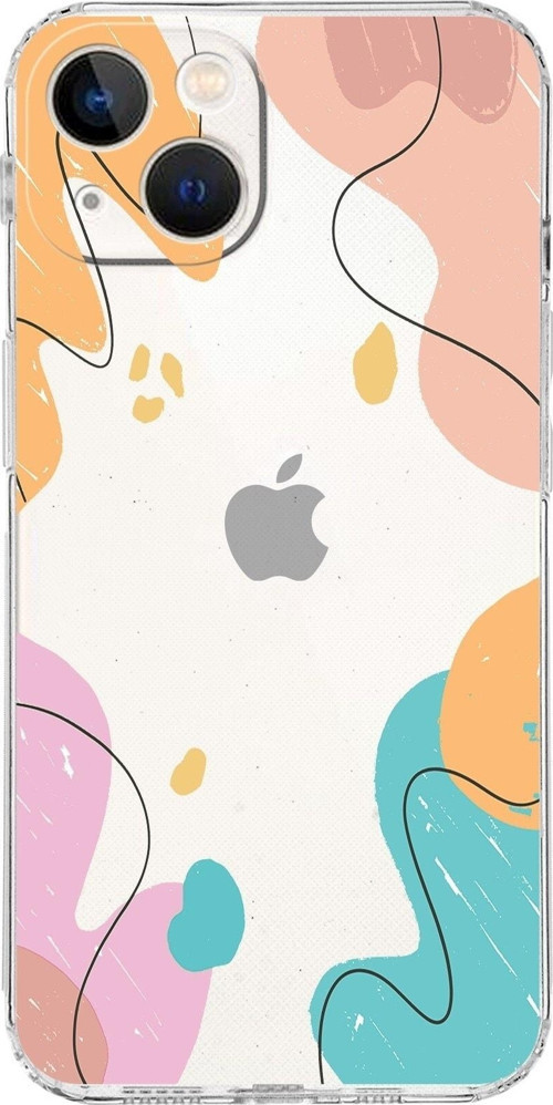Apple Iphone 13 Uyumlu Kamera Korumalı Kapak Karışık Renkler Tasarımlı Şeffaf Kılıf