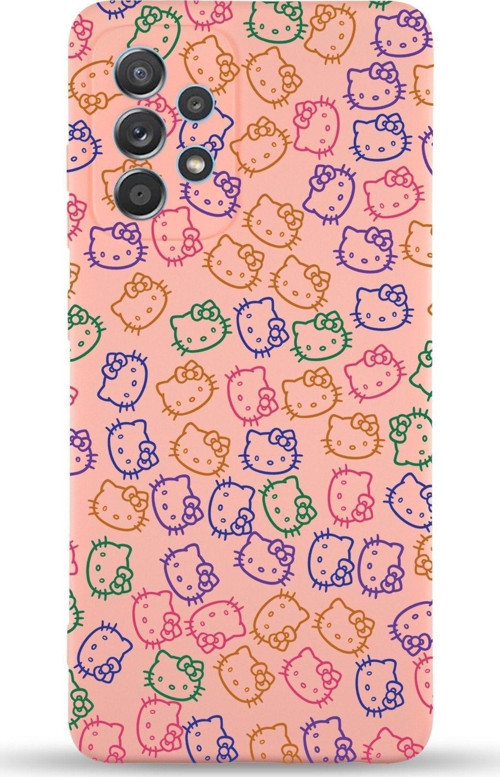 Samsung Galaxy A13 Uyumlu Lansman Kılıf Hello Kitty Tasarımlı Içi Kadife Kapak-Pembe
