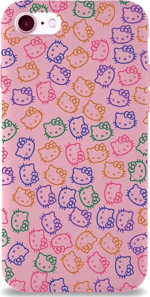 Apple Iphone Se 2020 Uyumlu Lansman Kılıf Hello Kitty Tasarımlı Içi Kadife Kapak-Pembe