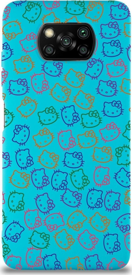 Xiaomi Poco X3 Uyumlu Lansman Kılıf Hello Kitty Tasarımlı Içi Kadife Kapak-Mav