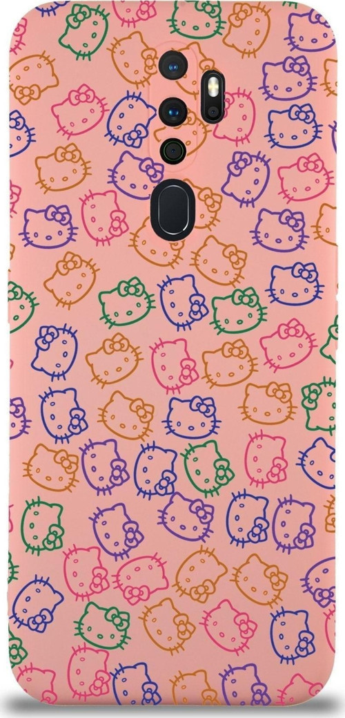 Oppo A9 2020 Uyumlu Lansman Kılıf Hello Kitty Tasarımlı Içi Kadife Kapak-Pembe