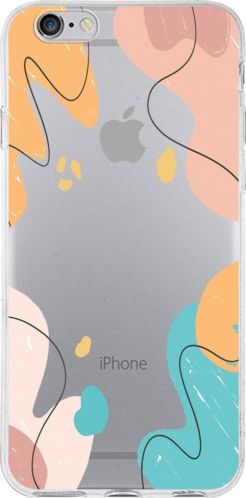 Apple Iphone 6 Uyumlu Kapak Karışık Renkler Tasarımlı Şeffaf Silikon Kılıf