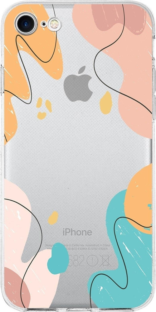 Apple Iphone Se 2020 Uyumlu Kapak Karışık Renkler Tasarımlı Şeffaf Silikon Kılıf