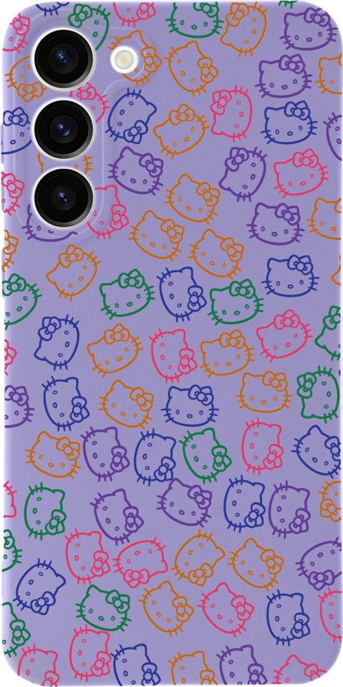 Samsung Galaxy S23 Uyumlu Lansman Kılıf Hello Kitty Tasarımlı Içi Kadife Kapak-Lila