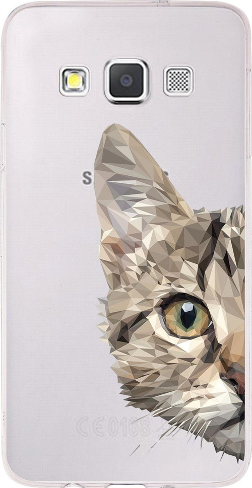 Samsung Galaxy A3 2015 Uyumlu Kapak Catface Tasarımlı Şeffaf Silikon Kılıf