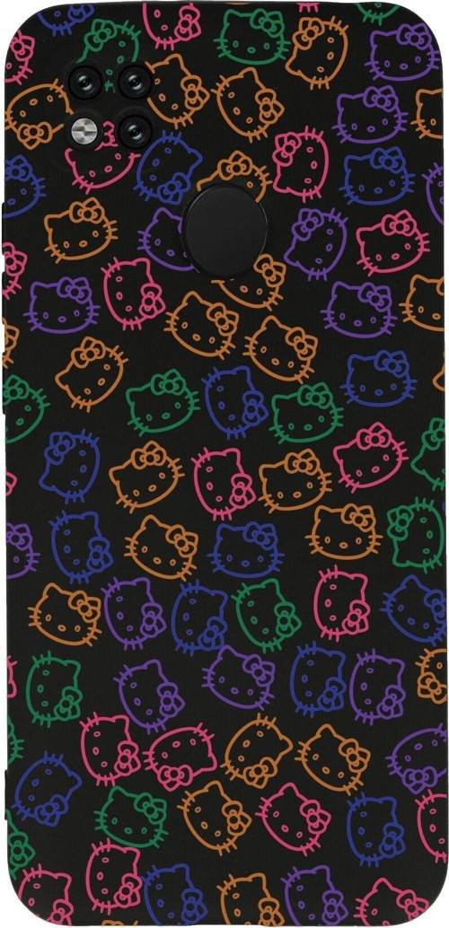 Xiaomi Redmi 10A Uyumlu Lansman Kılıf Hello Kitty Tasarımlı Içi Kadife Kapak-Siyah