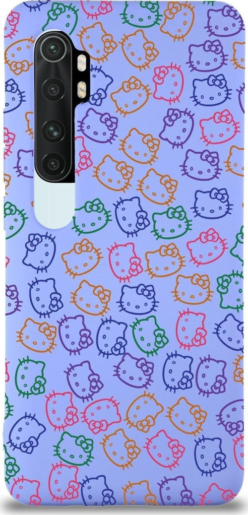 Xiaomi Mi Note 10 Lite Uyumlu Lansman Kılıf Hello Kitty Tasarımlı Içi Kadife Kapak-Lila