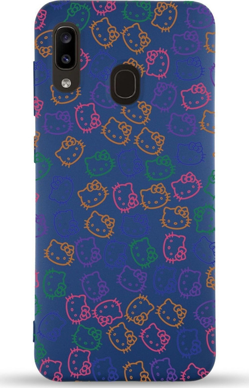 Samsung Galaxy A30 Uyumlu Lansman Kılıf Hello Kitty Tasarımlı Içi Kadife Kapak-Lacivert