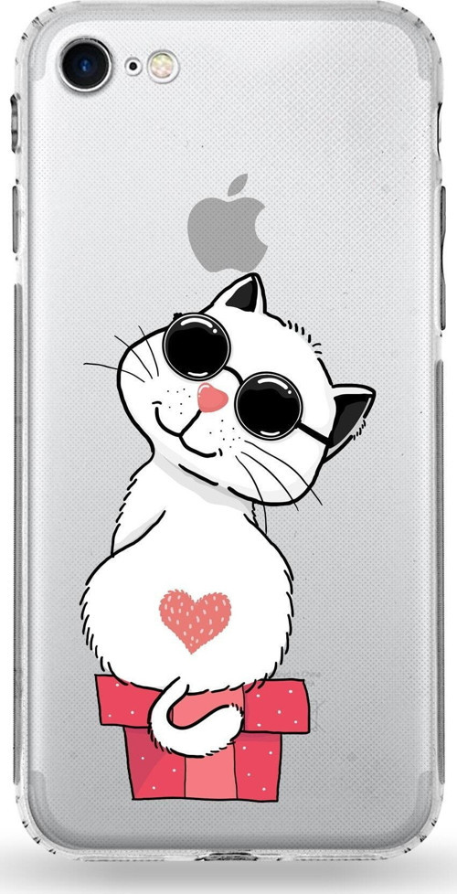 Apple Iphone Se 2020 Uyumlu Kamera Korumalı Kapak Coolcat Tasarımlı Silikon Şeffaf Kılıf