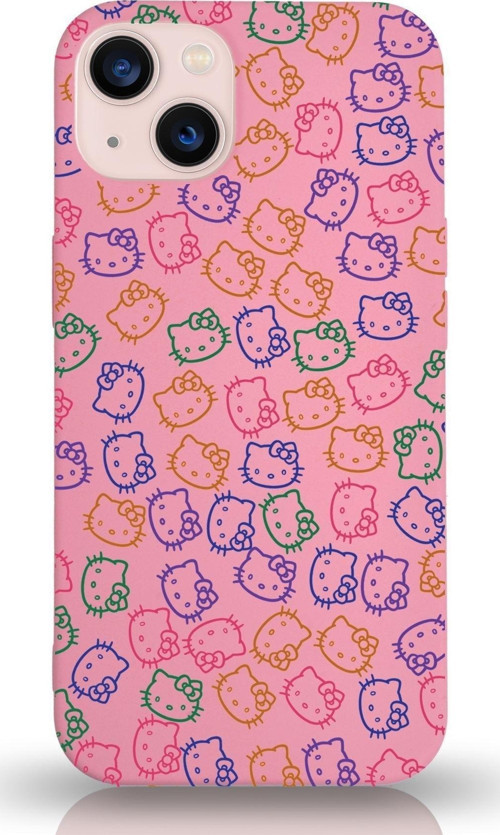Apple Iphone 13 Mini Uyumlu Lansman Kılıf Hello Kitty Tasarımlı Içi Kadife Kapak-Pembe