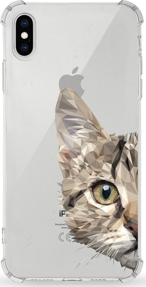 Iphone Xs Max Uyumlu Darbe Emici Antişok Kapak Catface Tasarımlı Silikon Şeffaf Kılıf