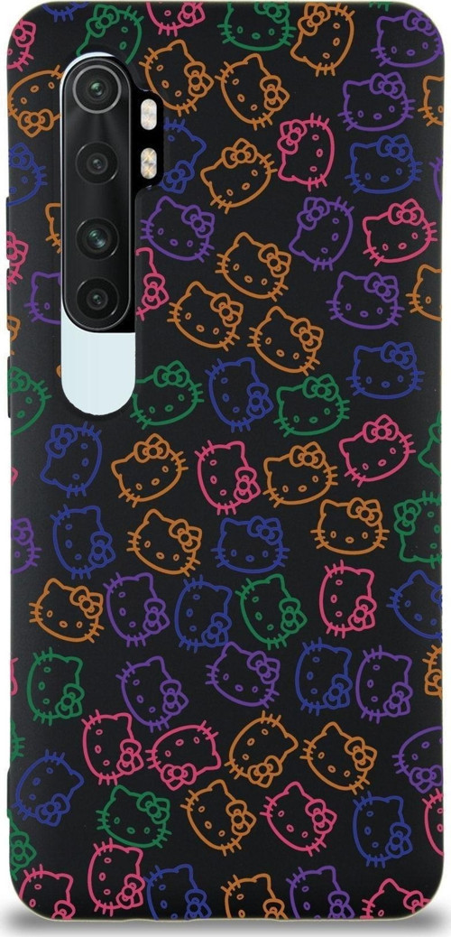Xiaomi Mi Note 10 Lite Uyumlu Lansman Kılıf Hello Kitty Tasarımlı Içi Kadife Kapak-Siyah