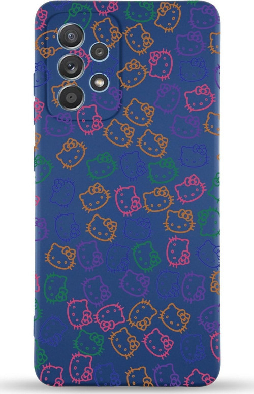 Samsung Galaxy A13 Uyumlu Lansman Kılıf Hello Kitty Tasarımlı Içi Kadife Kapak-Lacivert