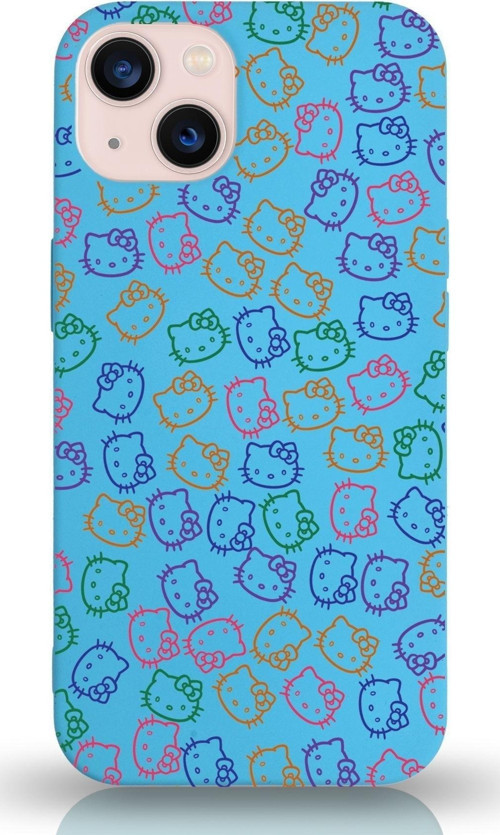 Apple Iphone 13 Mini Uyumlu Lansman Kılıf Hello Kitty Tasarımlı Içi Kadife Kapak-Mavi