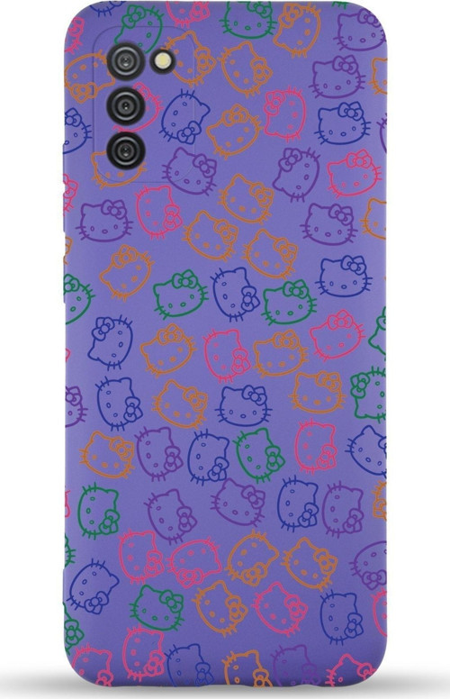 Samsung Galaxy A02S Uyumlu Lansman Kılıf Hello Kitty Tasarımlı Içi Kadife Kapak-Mor