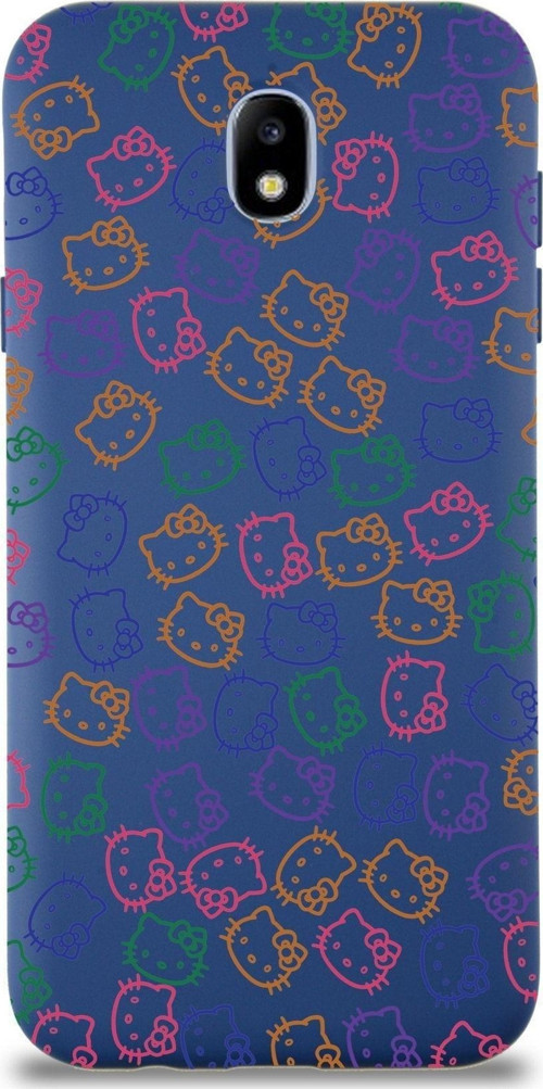 Samsung Galaxy J7 Pro Uyumlu Lansman Kılıf Hello Kitty Tasarımlı Içi Kadife Kapak-Lacivert
