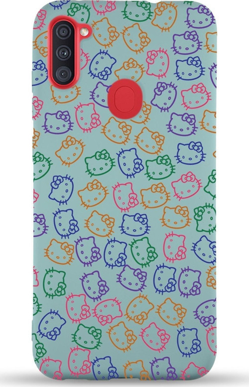 Samsung Galaxy M11 Uyumlu Lansman Kılıf Hello Kitty Tasarımlı Içi Kadife Kapak-Turkuaz