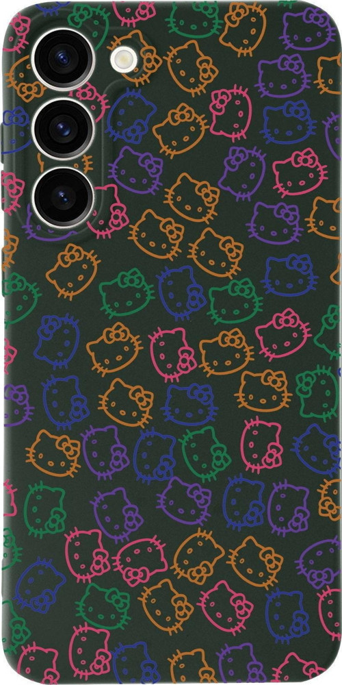 Samsung Galaxy S23 Uyumlu Lansman Kılıf Hello Kitty Tasarımlı Içi Kadife Kapak-Yeşil