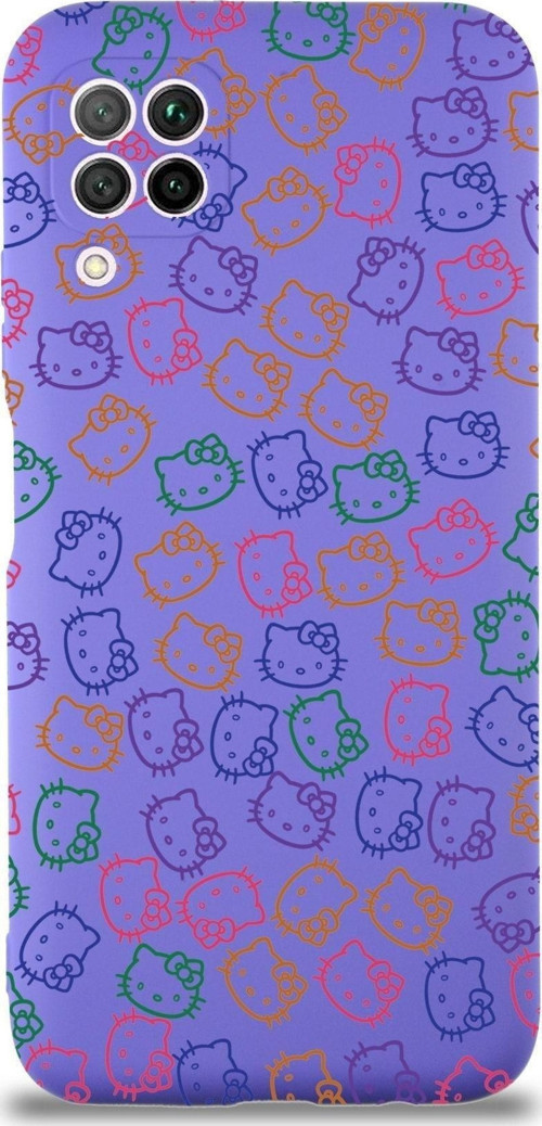 Huawei P 40 Lite Uyumlu Lansman Kılıf Hello Kitty Tasarımlı Içi Kadife Kapak-Mor