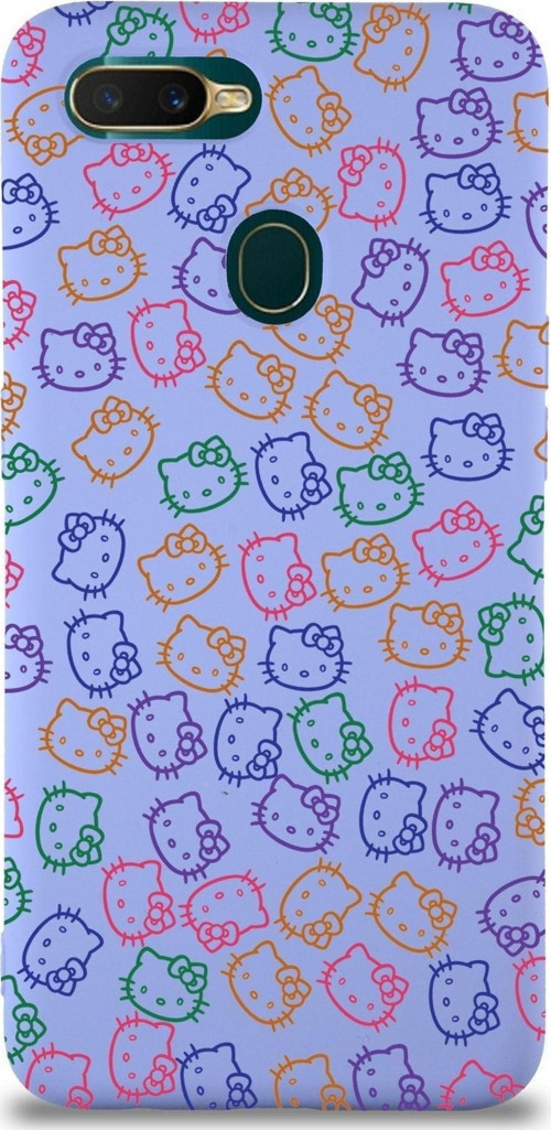 Oppo A12 Uyumlu Lansman Kılıf Hello Kitty Tasarımlı Içi Kadife Kapak-Lila