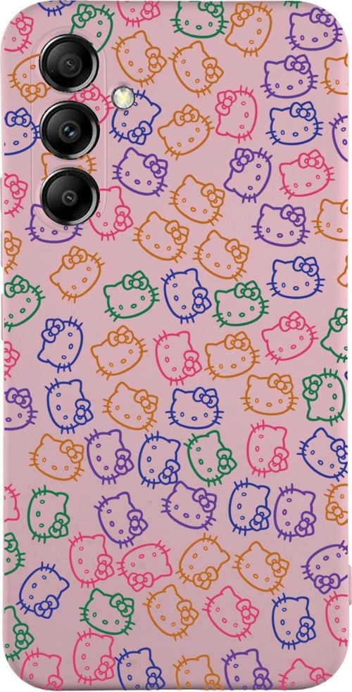 Samsung Galaxy A54 Uyumlu Lansman Kılıf Hello Kitty Tasarımlı Içi Kadife Kapak-Pembe