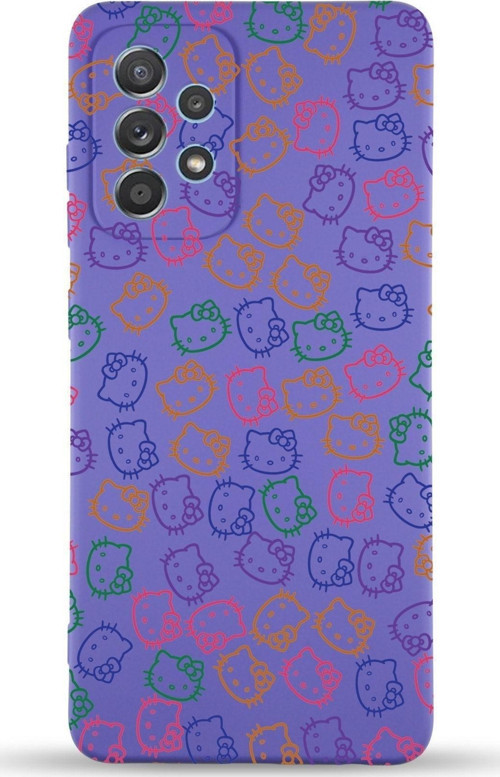 Samsung Galaxy A13 Uyumlu Lansman Kılıf Hello Kitty Tasarımlı Içi Kadife Kapak-Mor