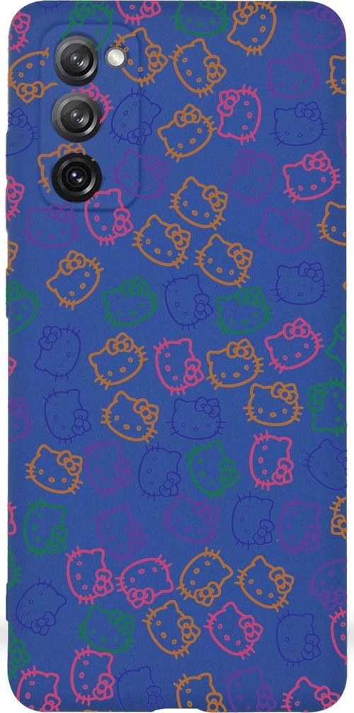 Samsung Galaxy S20 Fe Uyumlu Lansman Kılıf Hello Kitty Tasarımlı Içi Kadife Kapak-Lacivert