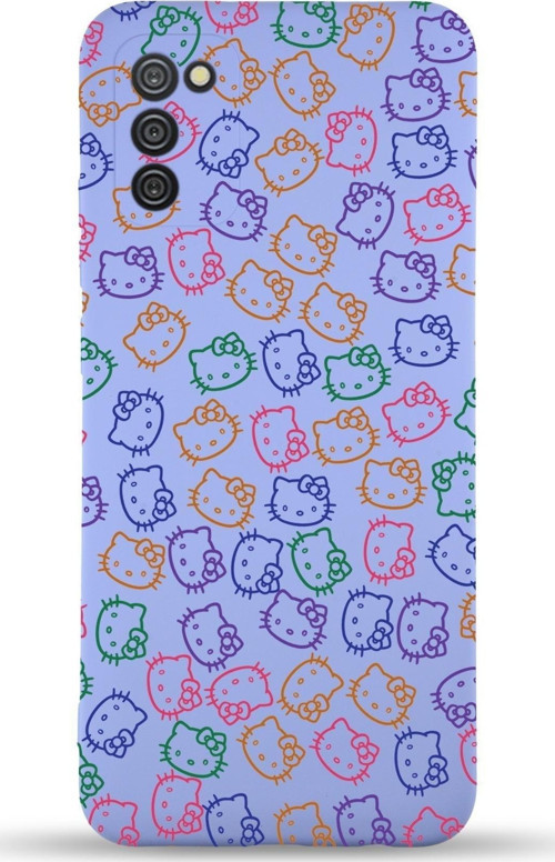 Samsung Galaxy A02S Uyumlu Lansman Kılıf Hello Kitty Tasarımlı Içi Kadife Kapak-Lila