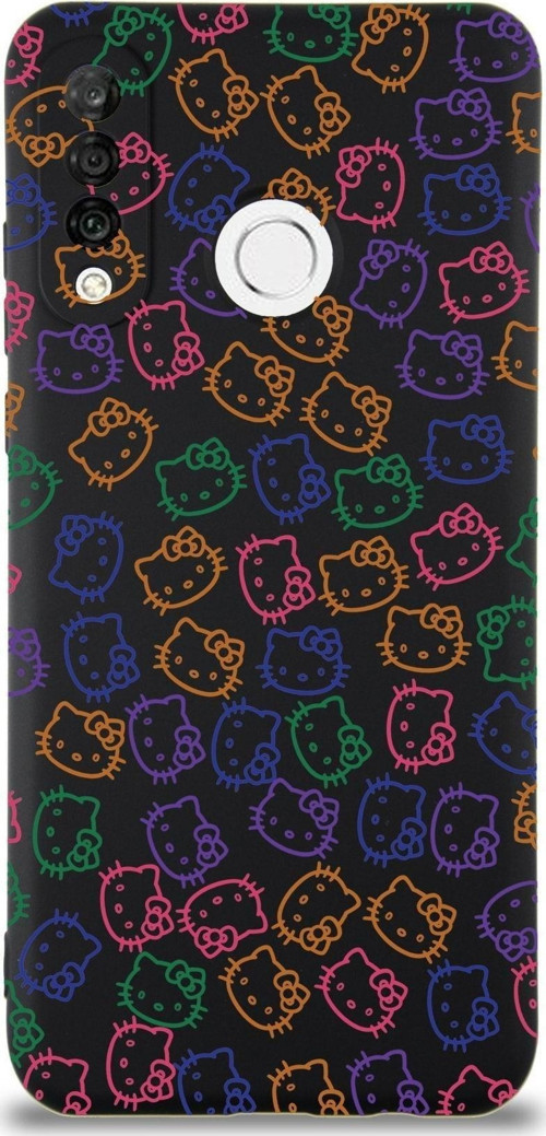 Huawei P 30 Lite Uyumlu Lansman Kılıf Hello Kitty Tasarımlı Içi Kadife Siyah Kapak