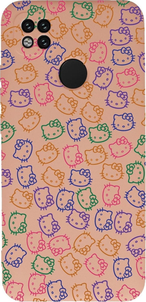 Xiaomi Redmi 10A Uyumlu Lansman Kılıf Hello Kitty Tasarımlı Içi Kadife Kapak-Pudra