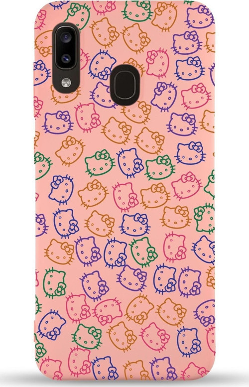 Samsung Galaxy A30 Uyumlu Lansman Kılıf Hello Kitty Tasarımlı Içi Kadife Kapak-Pembe