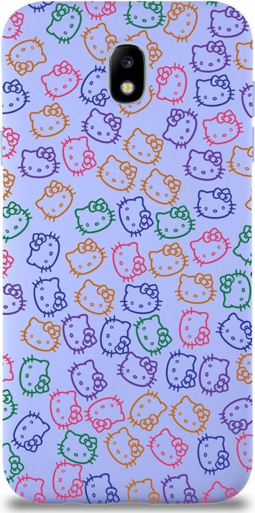 Samsung Galaxy J7 Pro Uyumlu Lansman Kılıf Hello Kitty Tasarımlı Içi Kadife Kapak-Lila