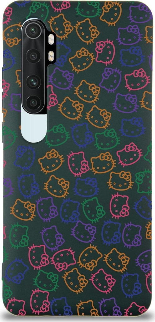 Xiaomi Mi Note 10 Lite Uyumlu Lansman Kılıf Hello Kitty Tasarımlı Içi Kadife Kapak-Yeşil