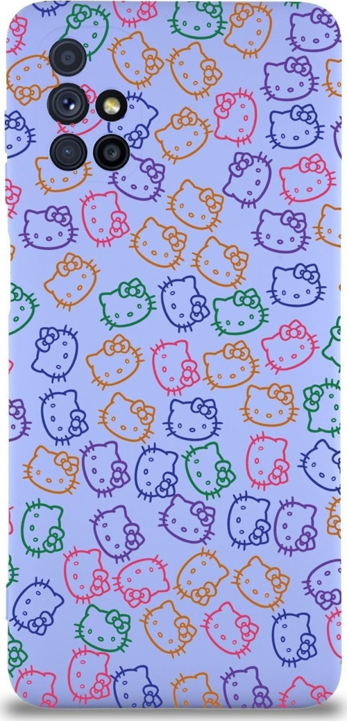 Samsung Galaxy M51 Uyumlu Lansman Kılıf Hello Kitty Tasarımlı Içi Kadife Kapak-Lila