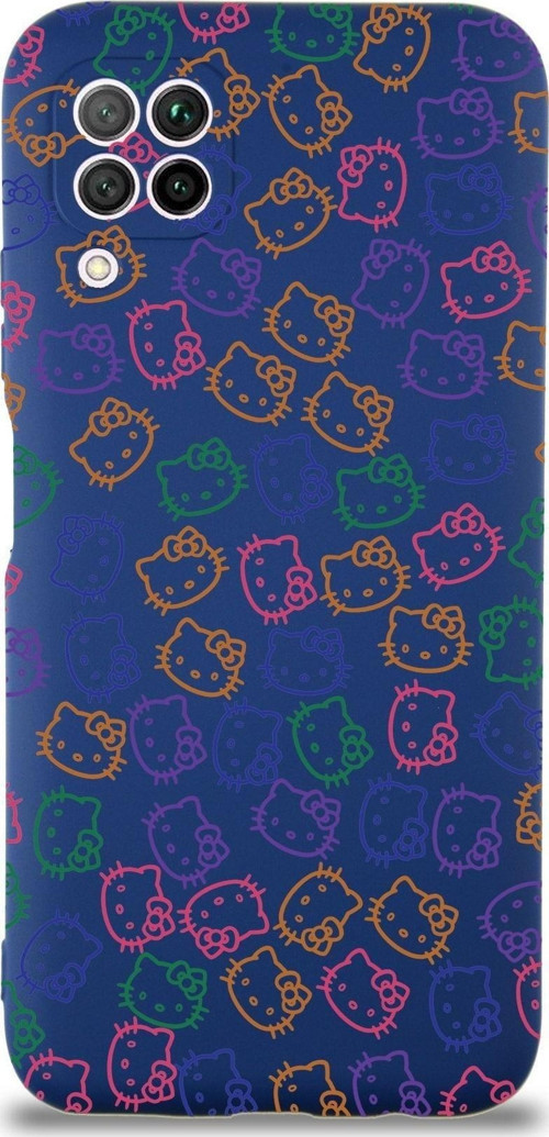 Huawei P 40 Lite Uyumlu Lansman Kılıf Hello Kitty Tasarımlı Içi Kadife Kapak-Lacivert