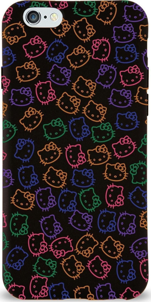Apple Iphone 6 Plus Uyumlu Lansman Kılıf Hello Kitty Tasarımlı Içi Kadife Kapak-Siyah