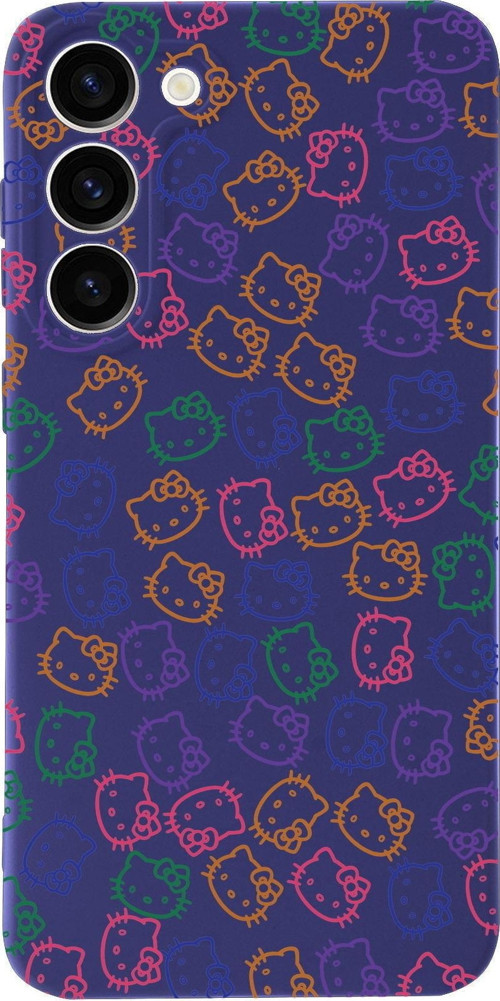 Samsung Galaxy S23 Uyumlu Lansman Kılıf Hello Kitty Tasarımlı Içi Kadife Kapak-Mor